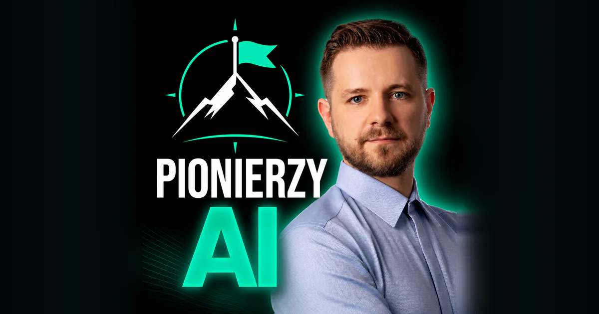 Marcin Mroczkowski alongside the Pionierzy AI logo